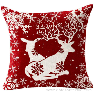 Nordic Linen Elk Snowflake Christmas Series cushion cover